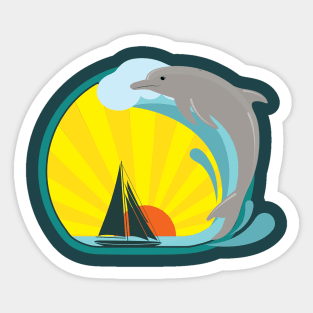 Dolphin at Sunset Sticker